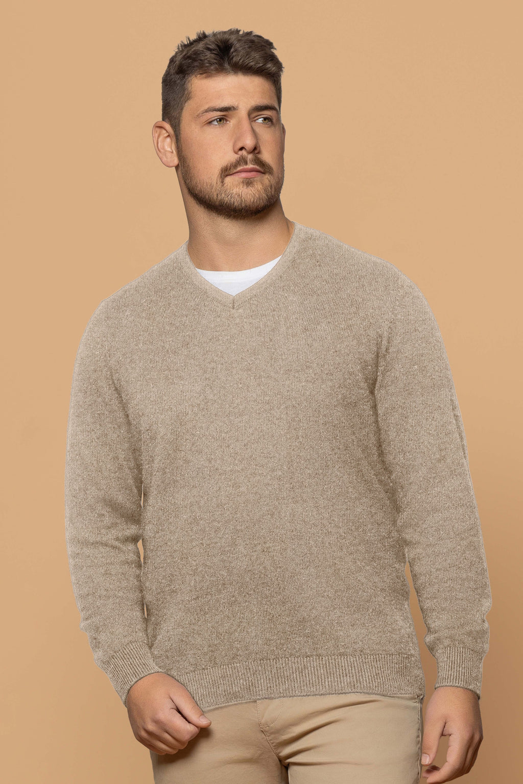 Men's Lightweight Possum Vee Neck Sweater