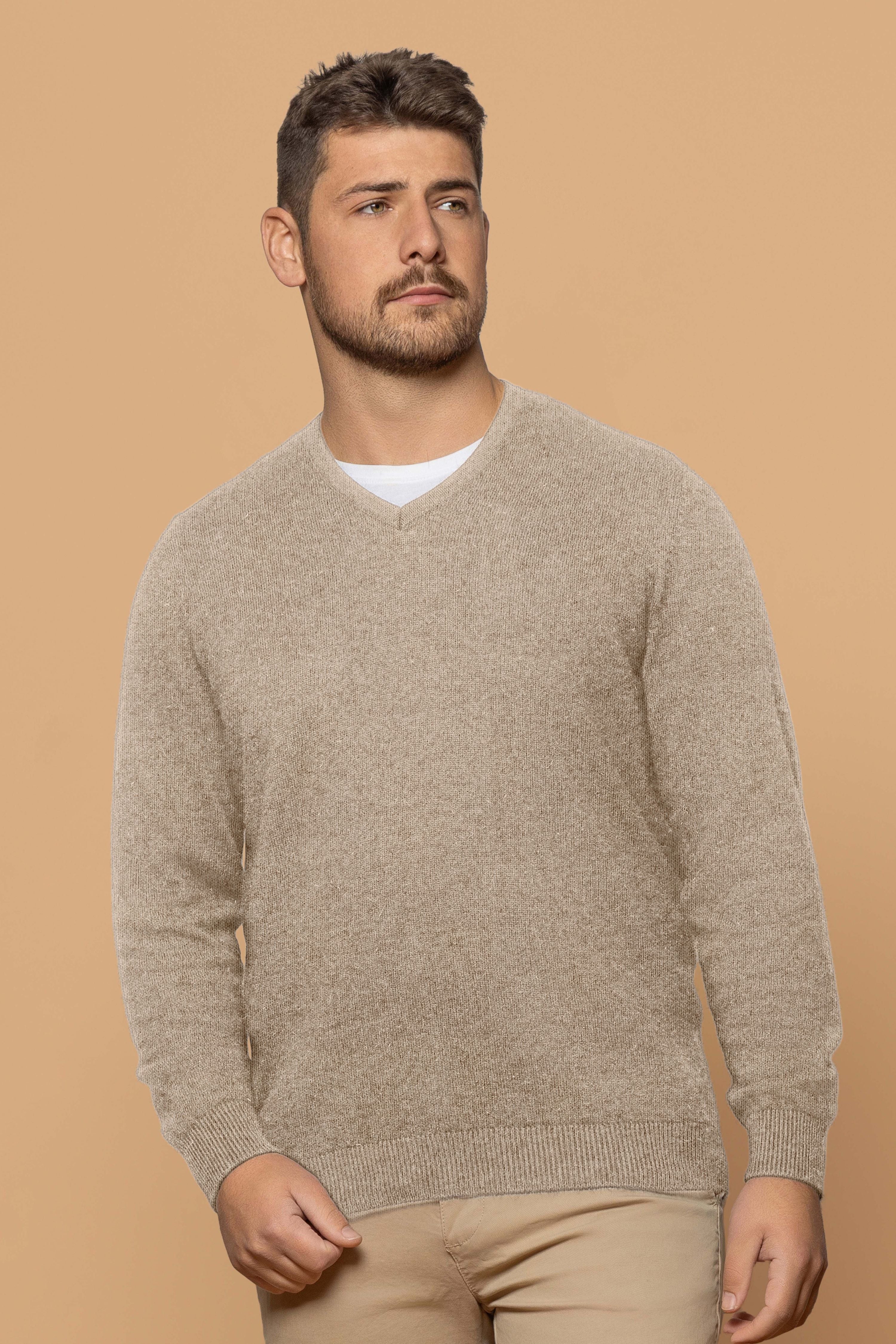 Men's Lightweight Possum Vee Neck Sweater