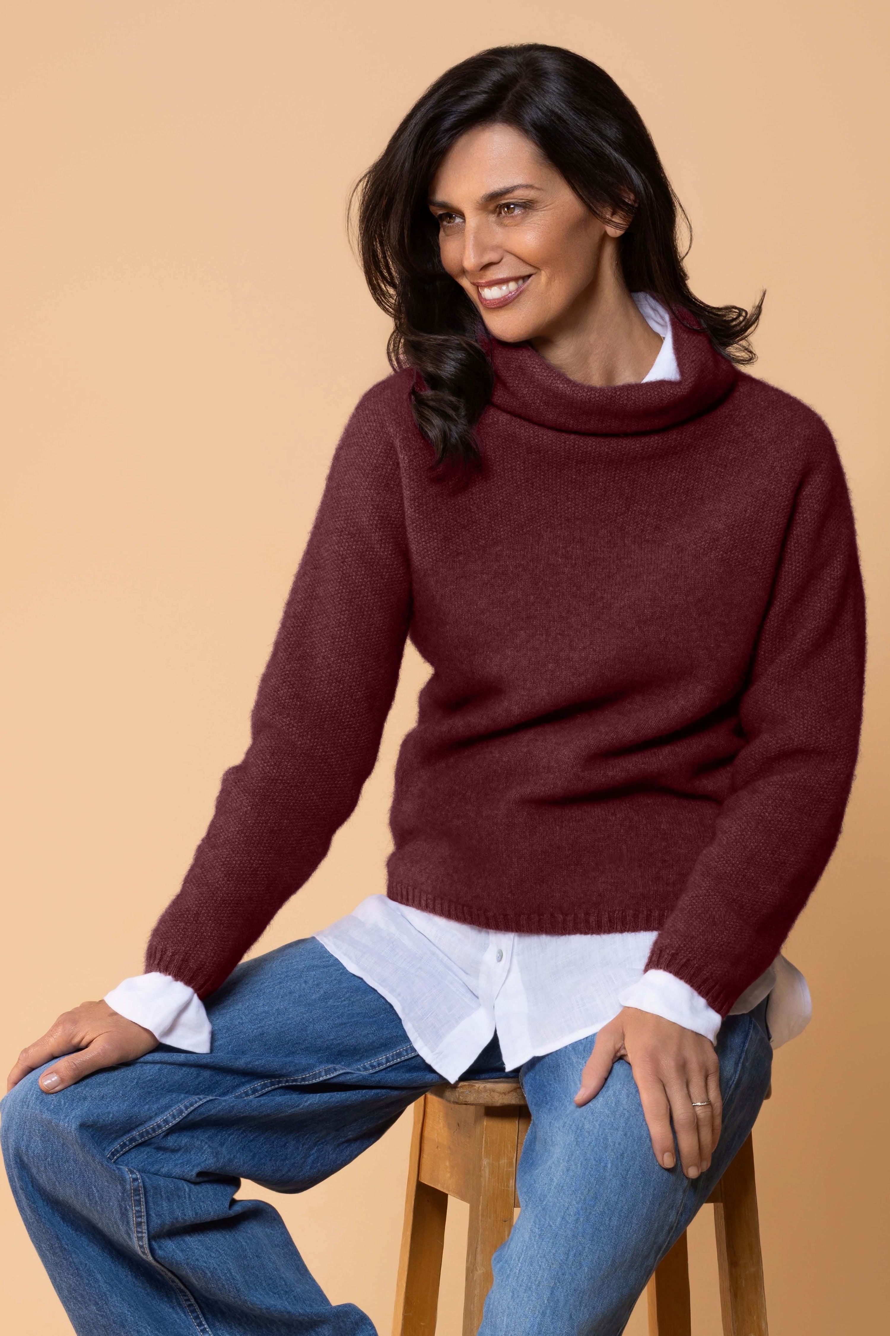 Moss Stitch Possum Merino Cowl