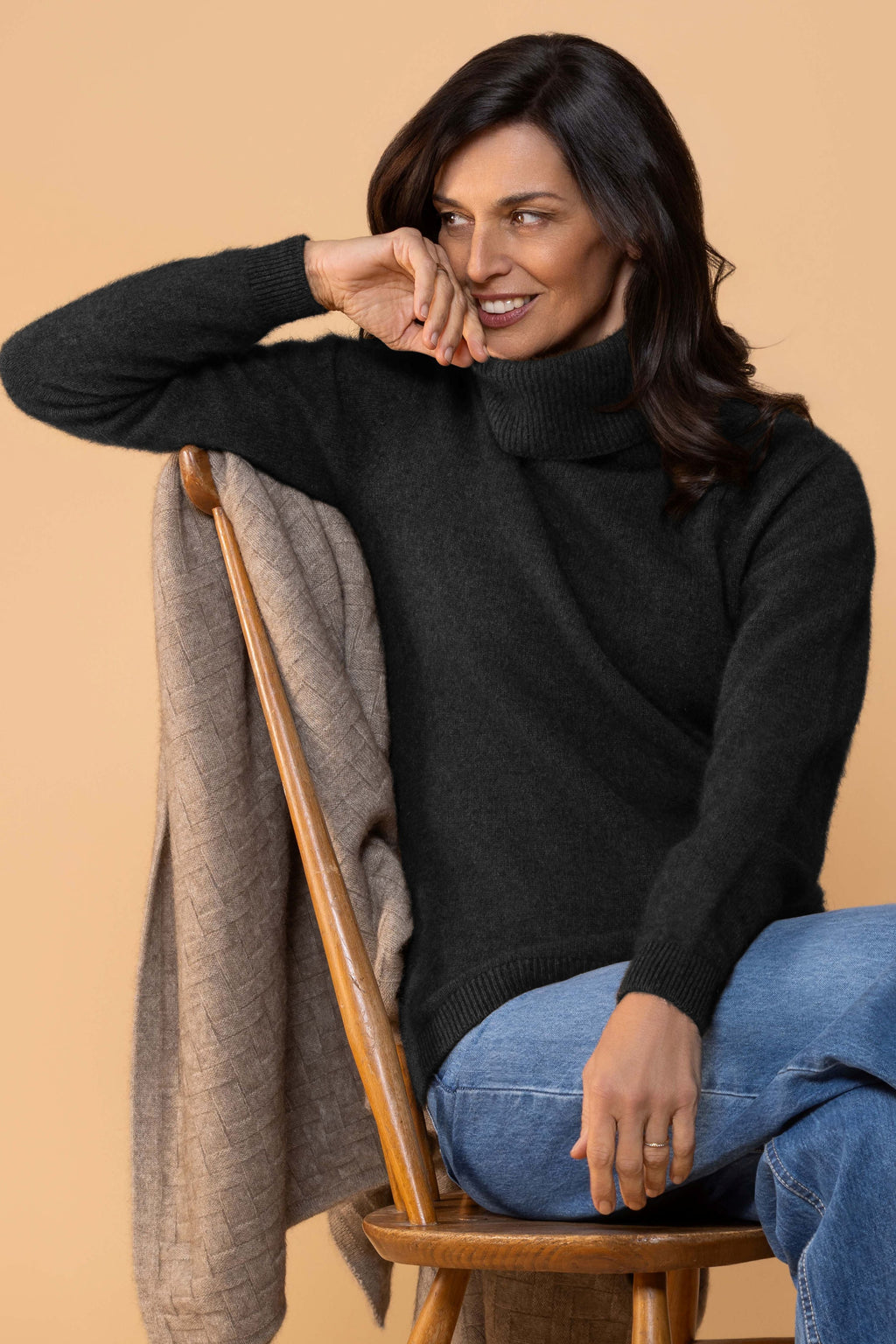 Polo Neck Possum Merino Jersey