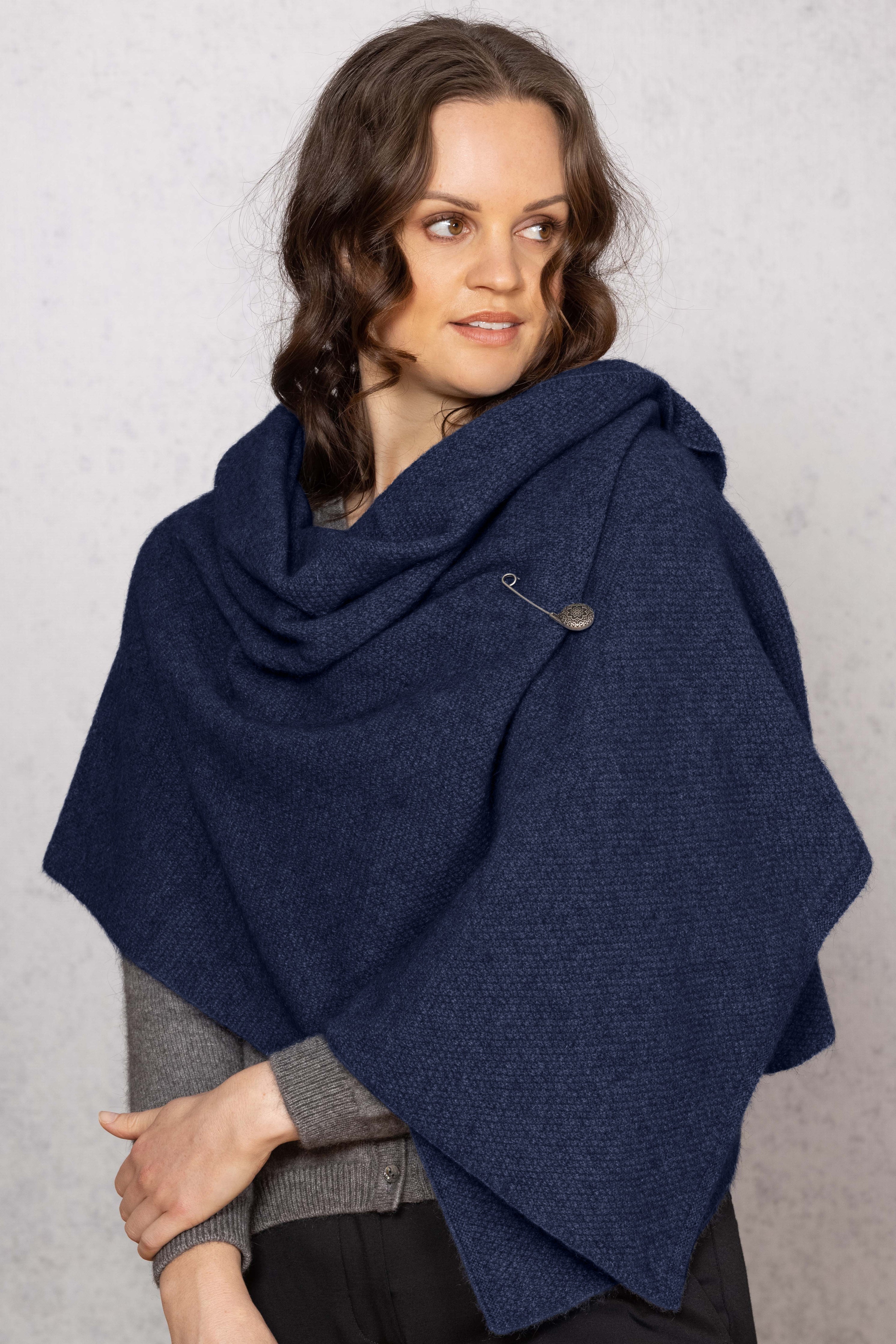 Moss Stitch Possum Merino Shawl