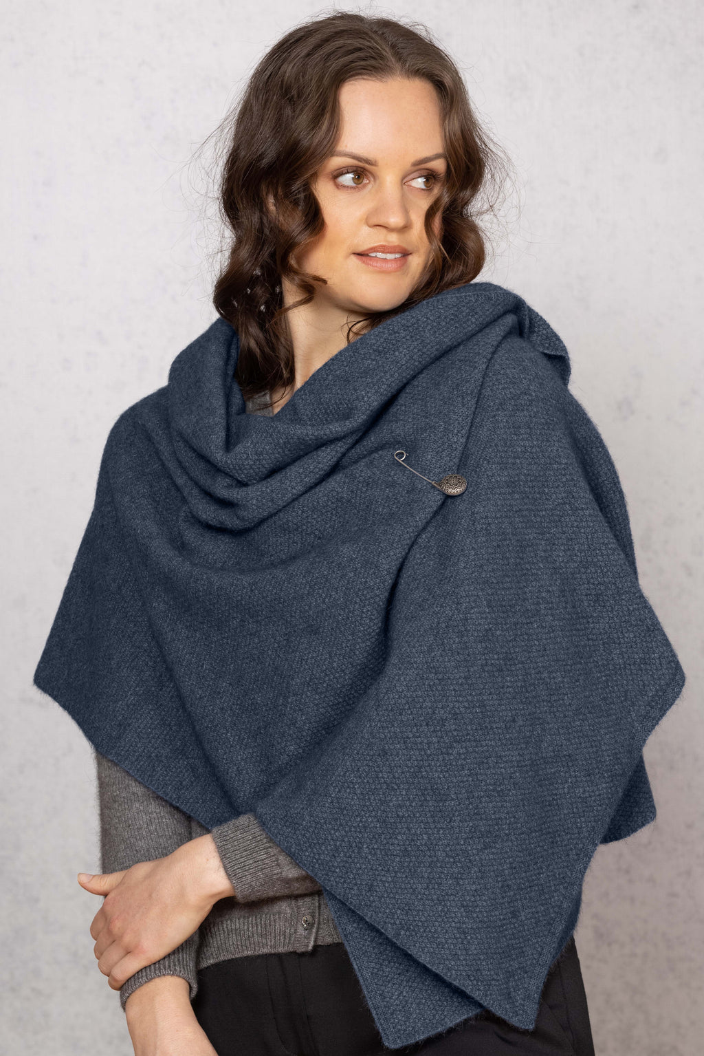 Moss Stitch Possum Merino Shawl