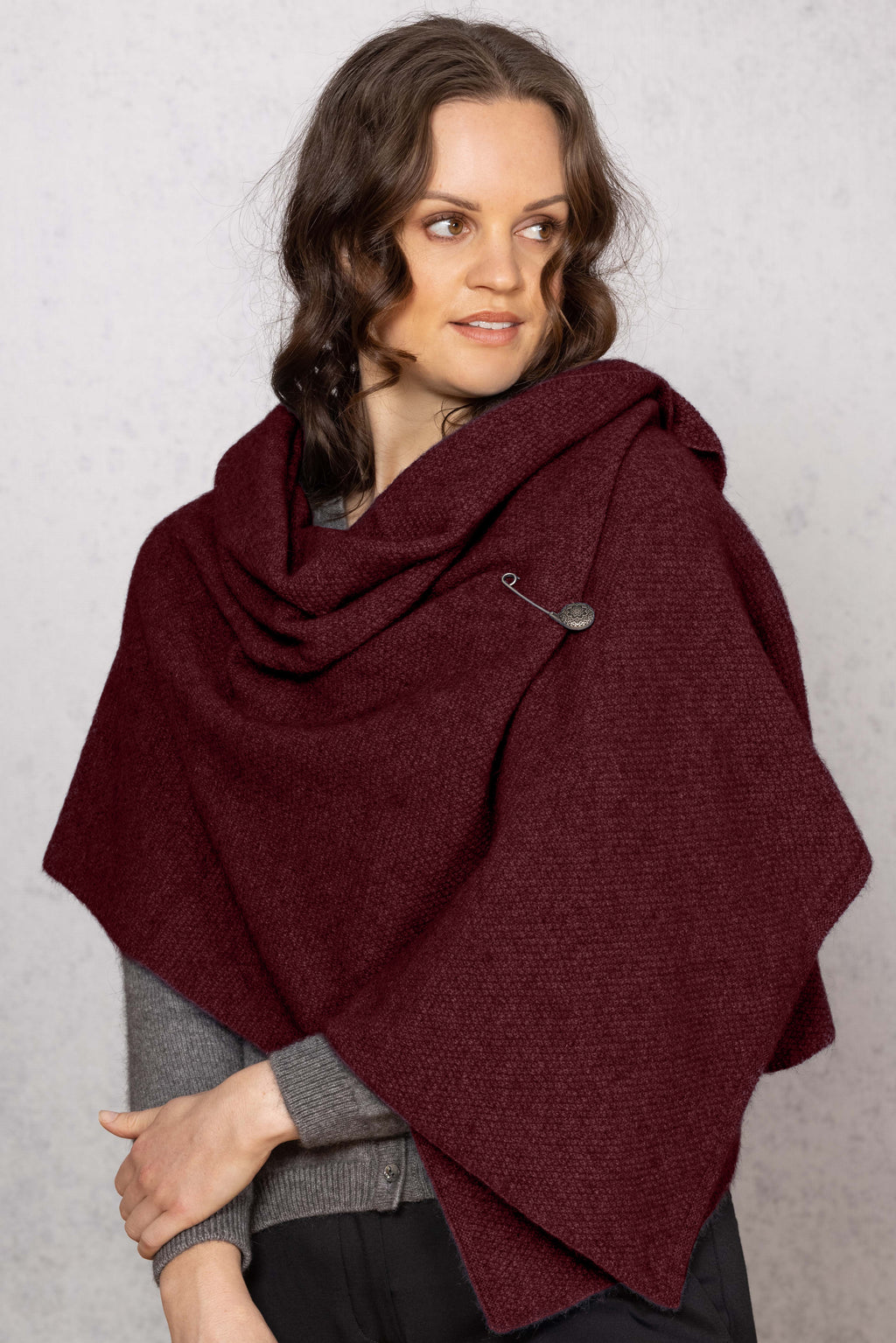 Moss Stitch Possum Merino Shawl
