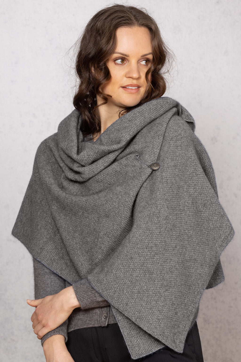 Moss Stitch Possum Merino Shawl