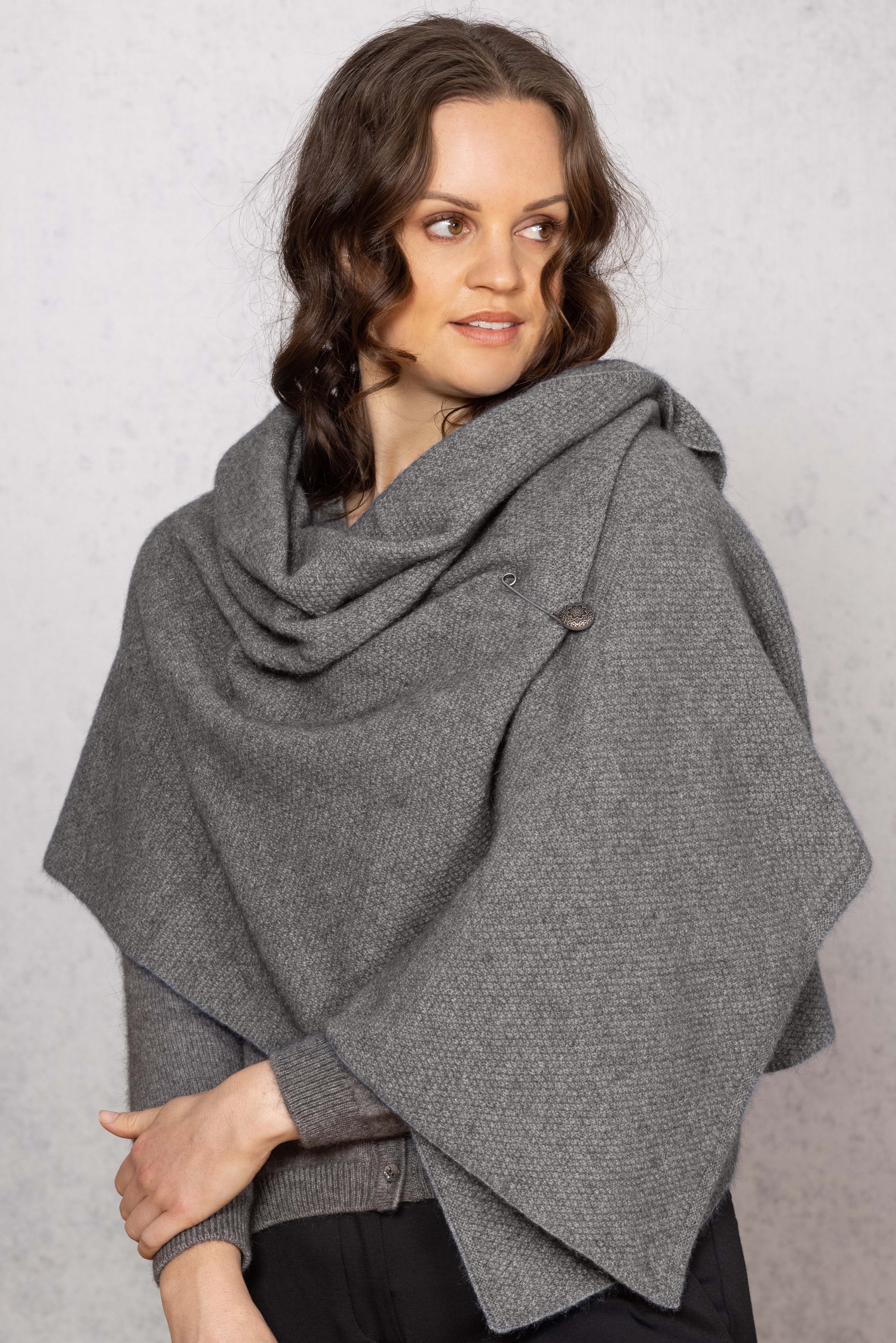 Moss Stitch Possum Merino Shawl