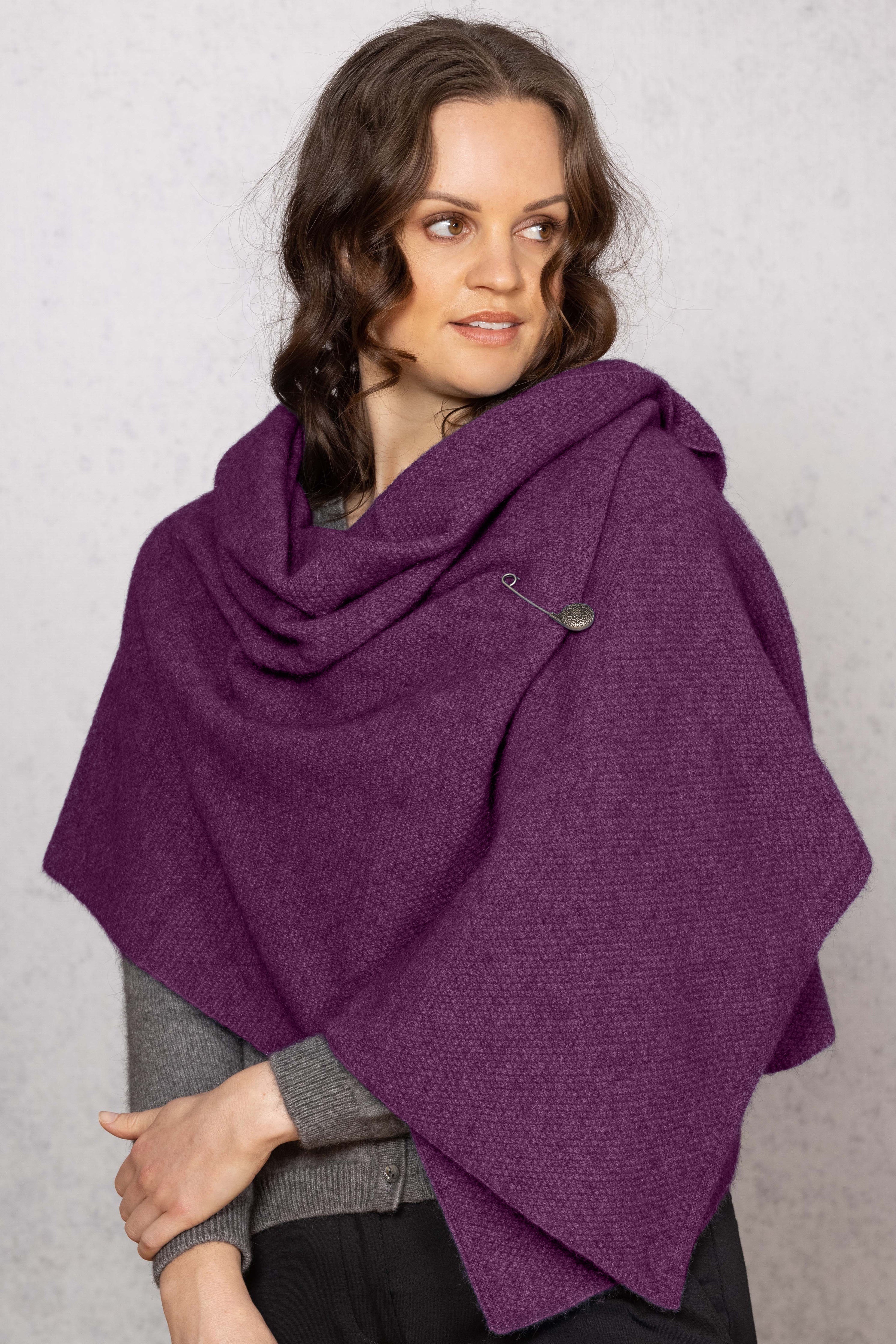 Moss Stitch Possum Merino Shawl