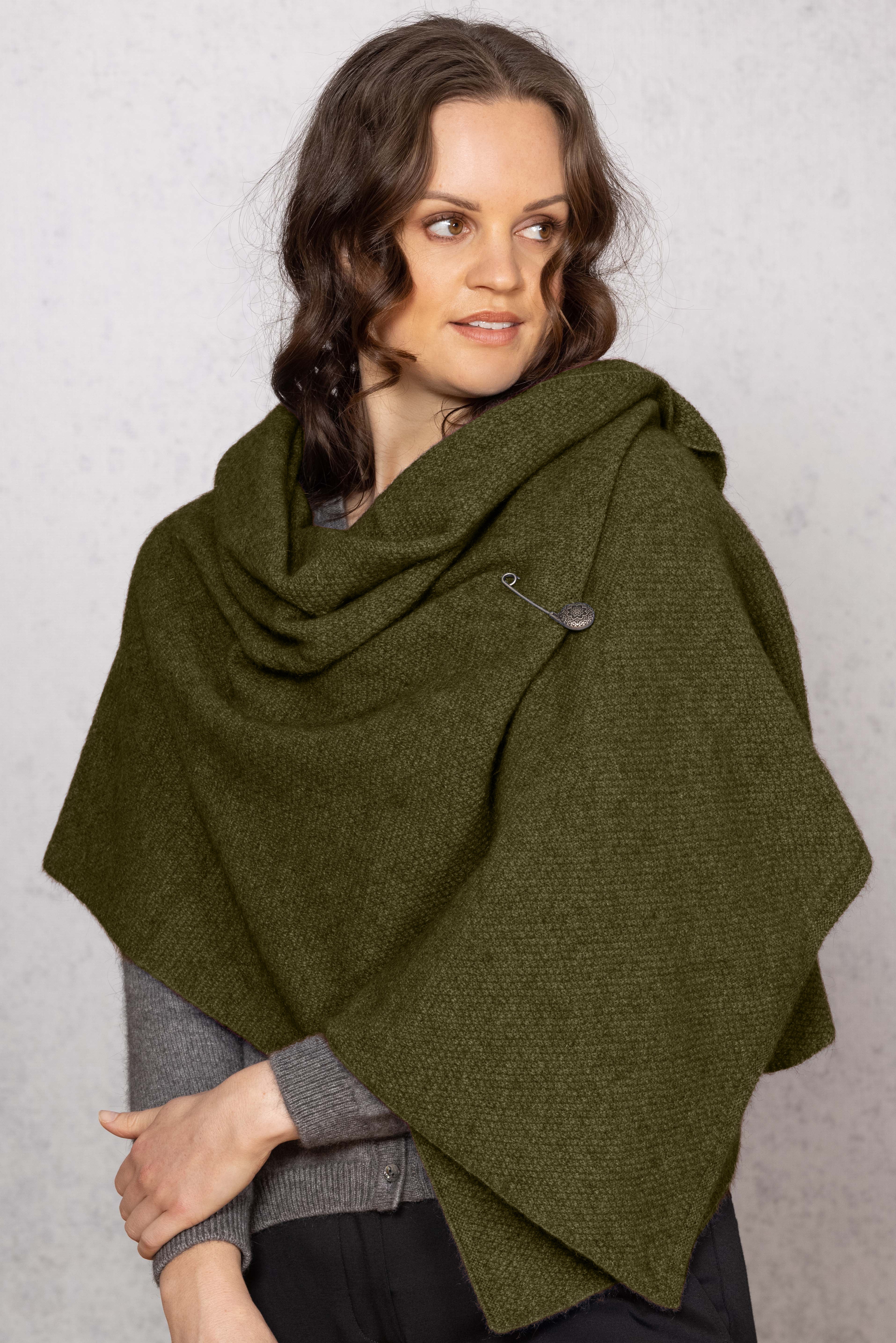 Moss Stitch Possum Merino Shawl