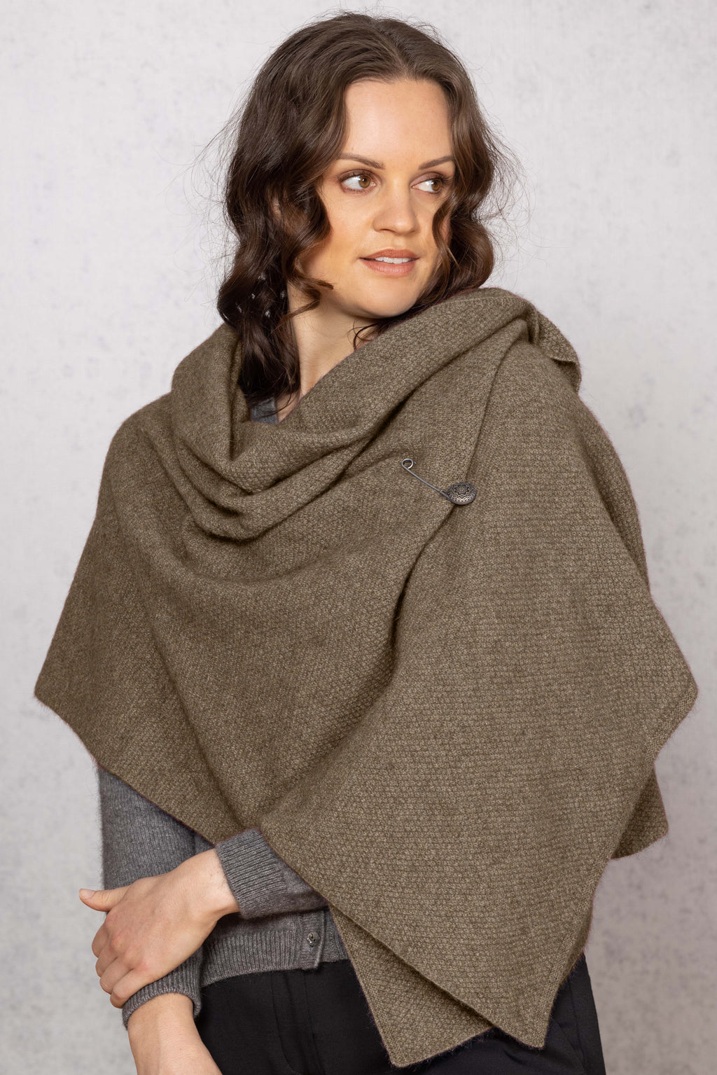 Moss Stitch Possum Merino Shawl