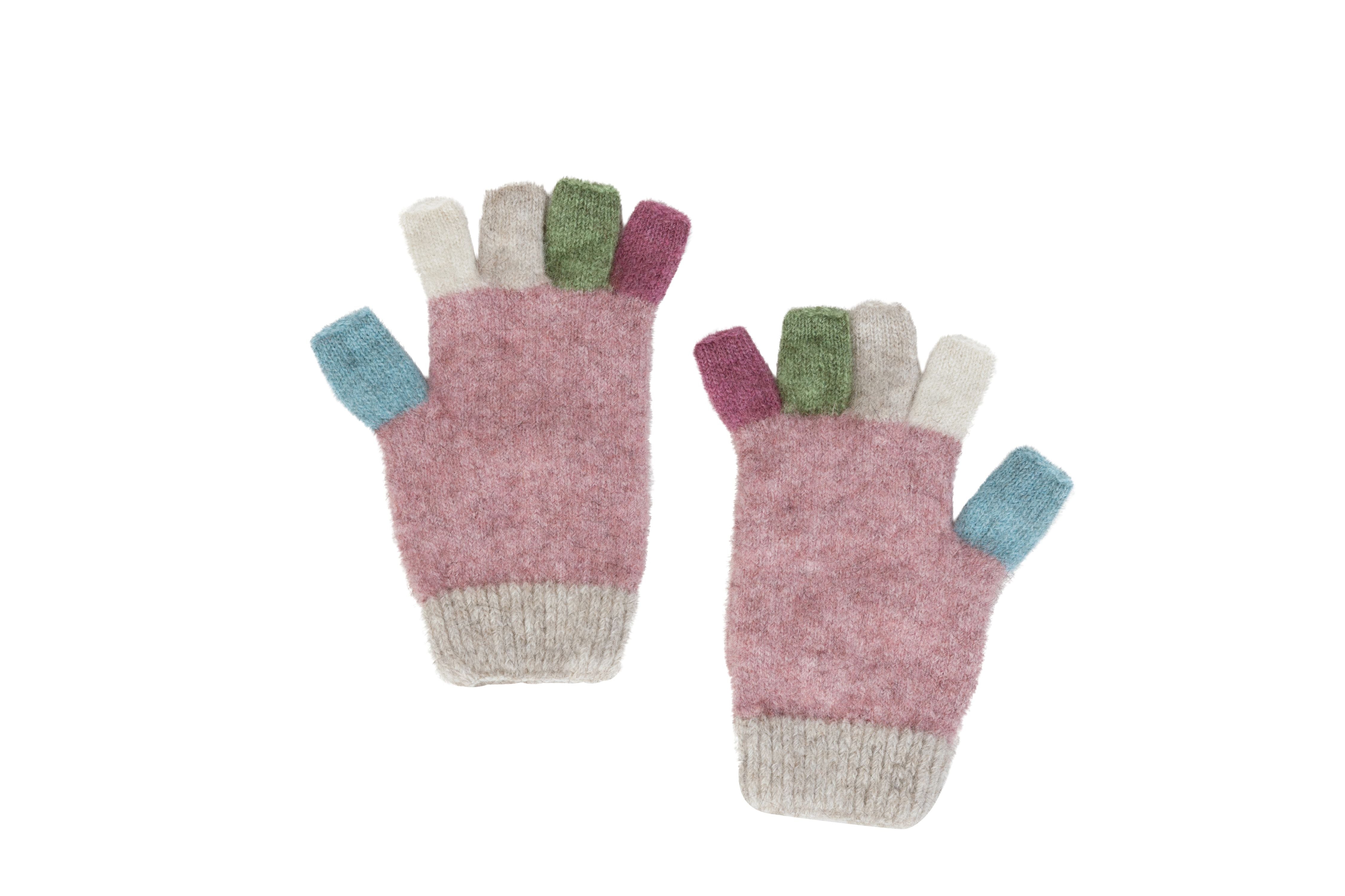 Child's Multi-colour Possum Merino Fingerless Gloves Secondary image
