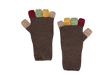 Multi-colour Possum Merino Fingerless Gloves