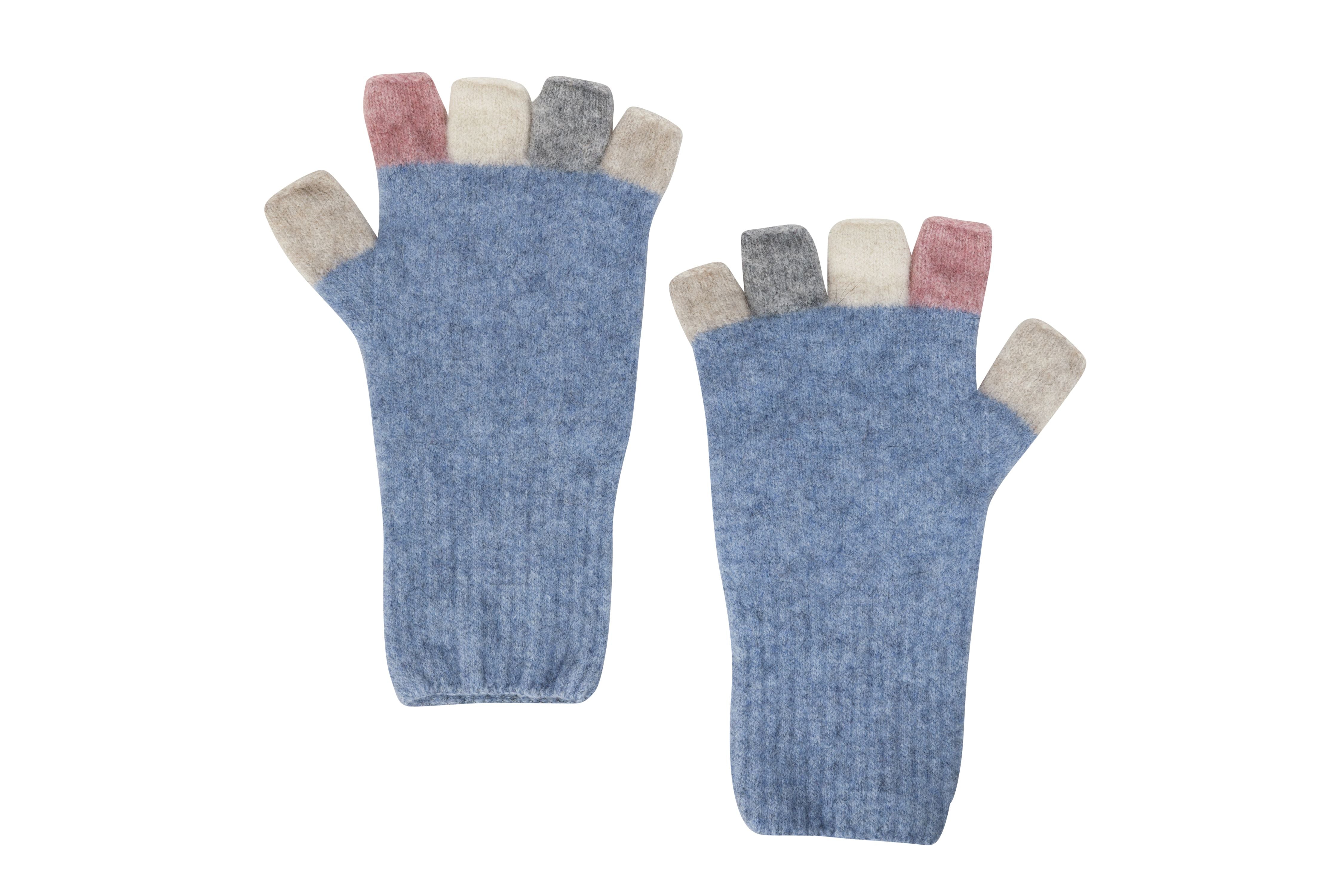 Multi-colour Possum Merino Fingerless Gloves Main image