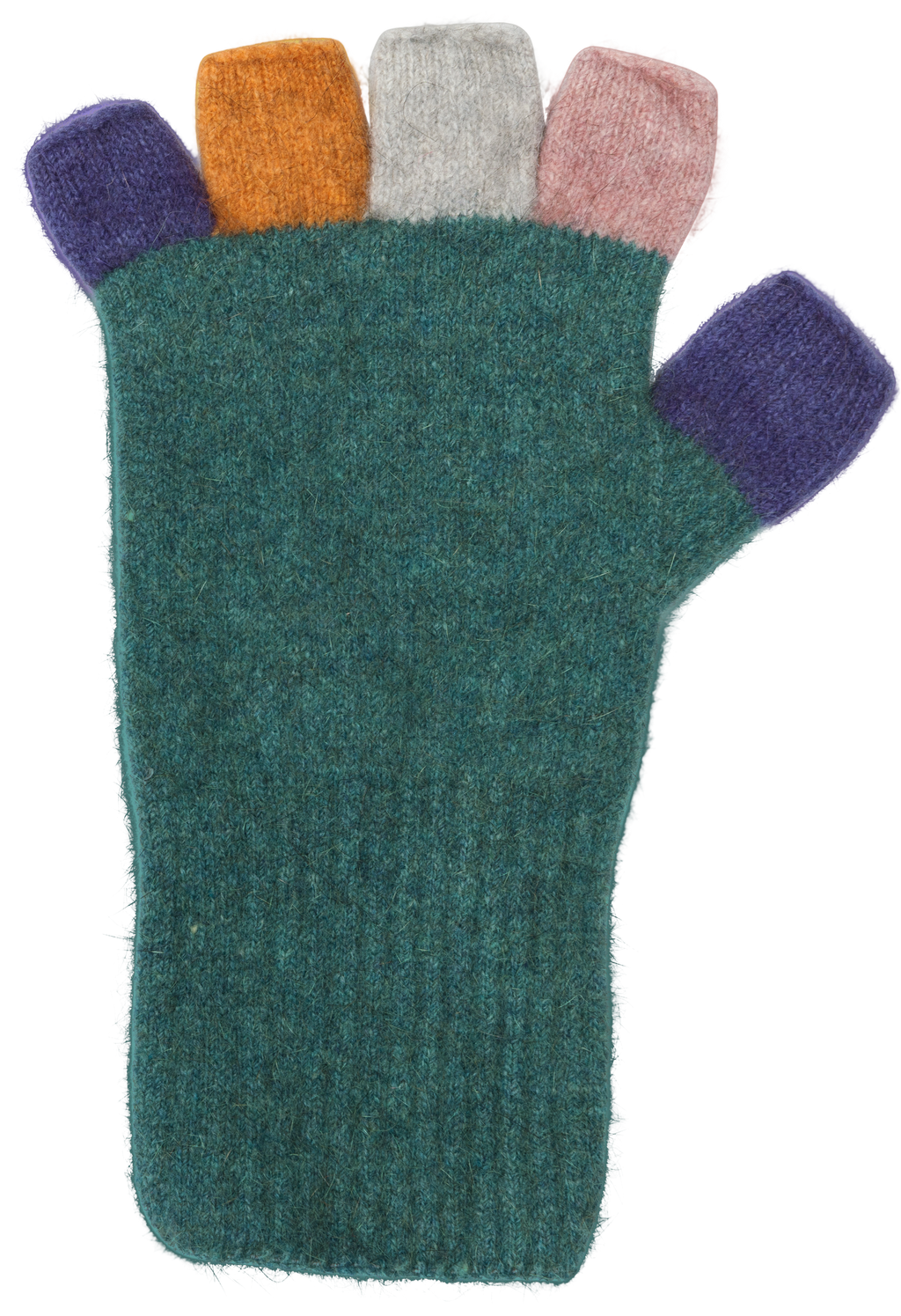 Multi-colour Possum Merino Fingerless Gloves
