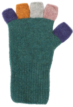 Multi-colour Possum Merino Fingerless Gloves