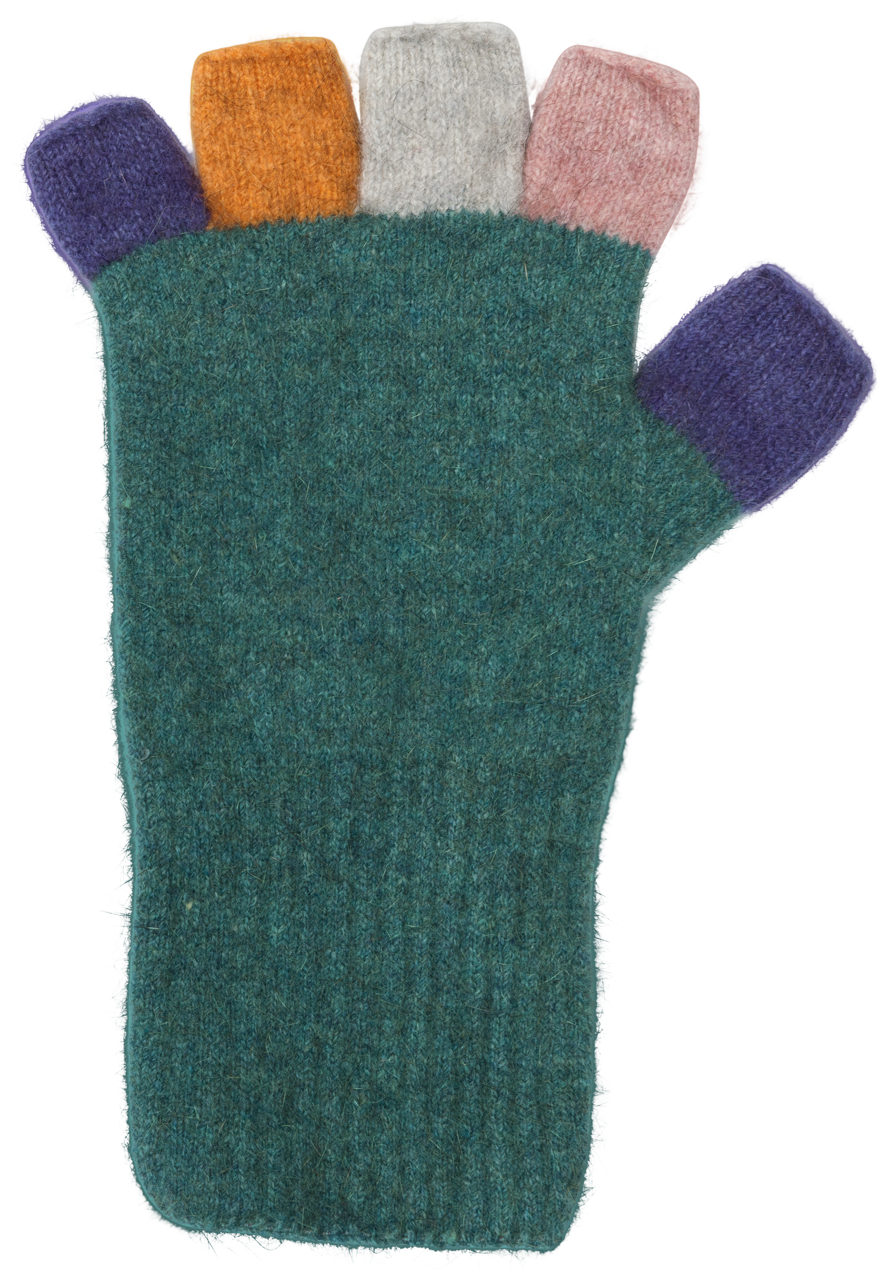 Multi-colour Possum Merino Fingerless Gloves