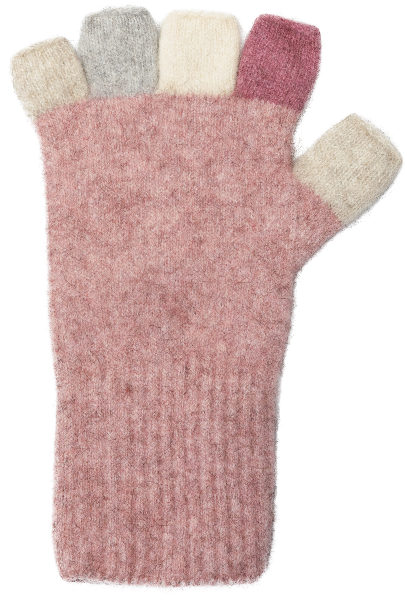 Multi-colour Possum Merino Fingerless Gloves Secondary image