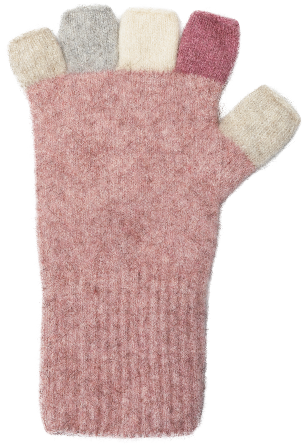 Multi-colour Possum Merino Fingerless Gloves