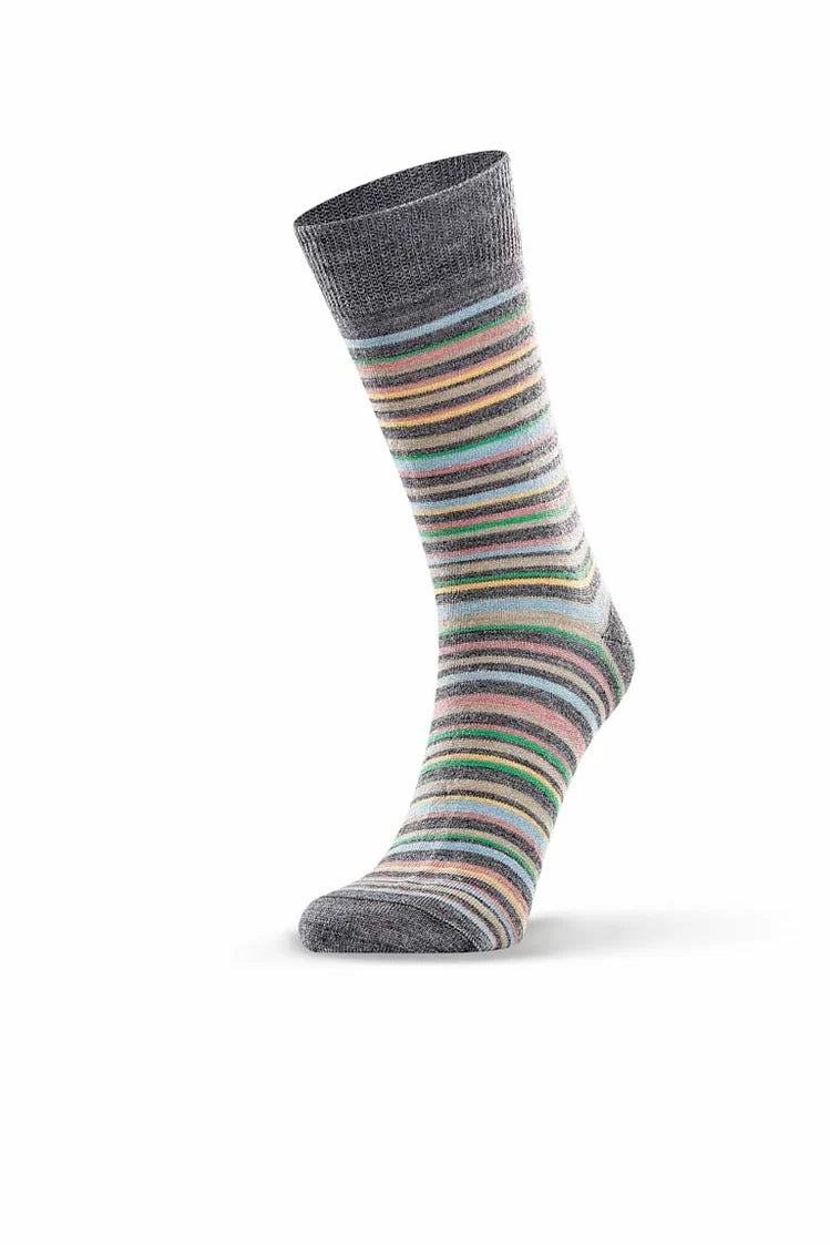 Norsewear Fine Line Stripe Merino Socks - Grey Mix