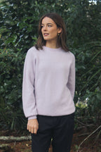 Plain Alpaca Crew Neck Jumper-Lilac