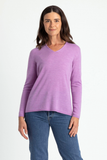 Merino Wool Long Sleeve Classic High V-Neck - Royal Merino