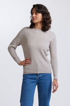 Long Sleeve Merino Wool Cable Crew Neck