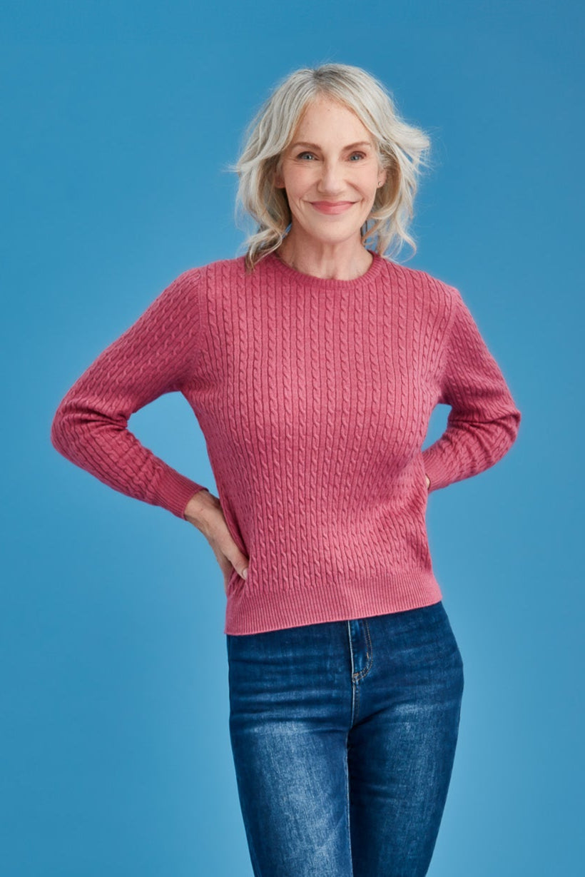 Long Sleeve Merino Wool Cable Crew Neck Main image
