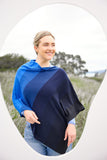 Merino Wool Graduated Stripe Poncho - Royal Merino