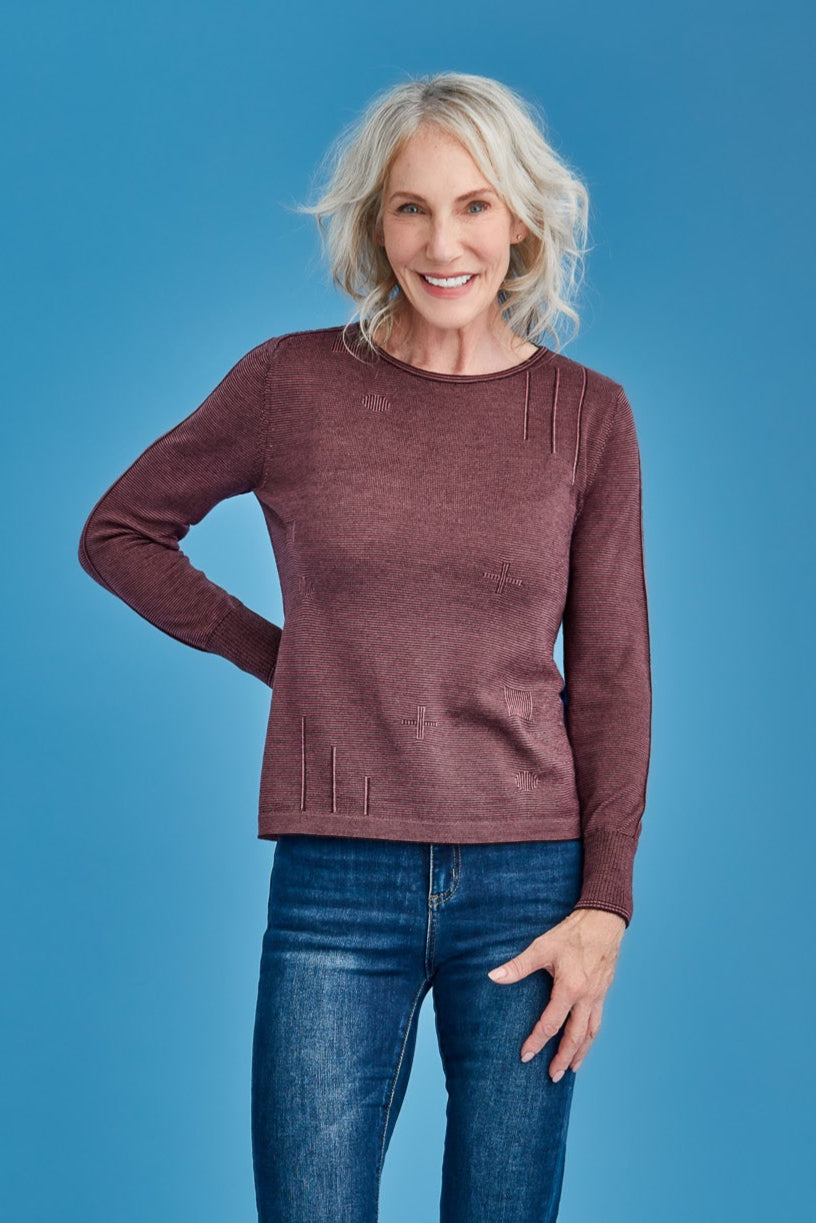 Fine Stripe Merino Wool Crew Neck Jumper Main image