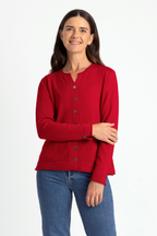 Shell Button Merino Wool Pocket Cardigan