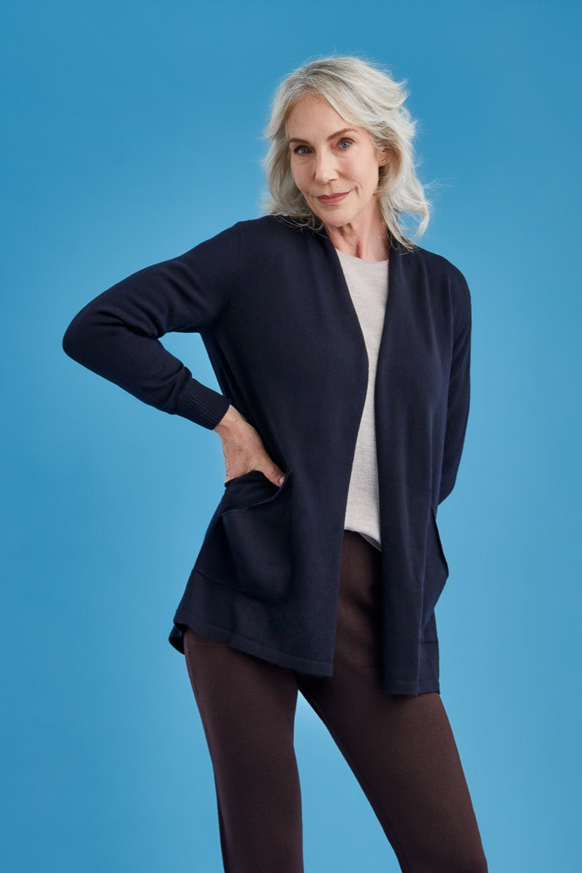 Open Front Long Merino Wool Cardigan Main image