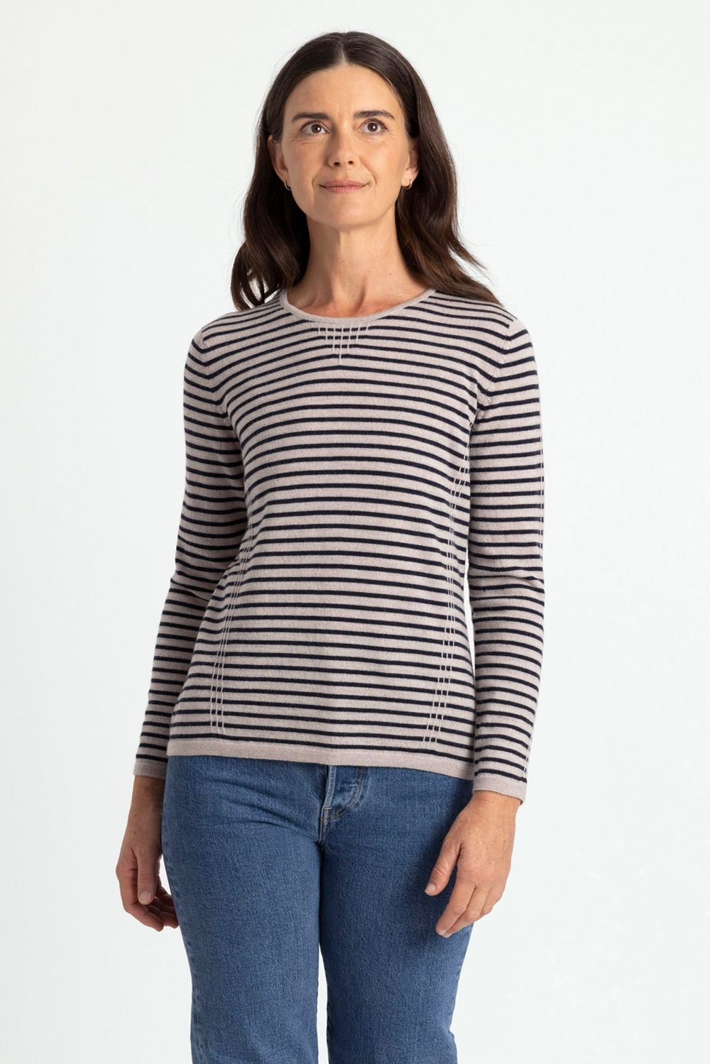 Tuck Stitch Merino Wool Stripe Jumper Secondary image