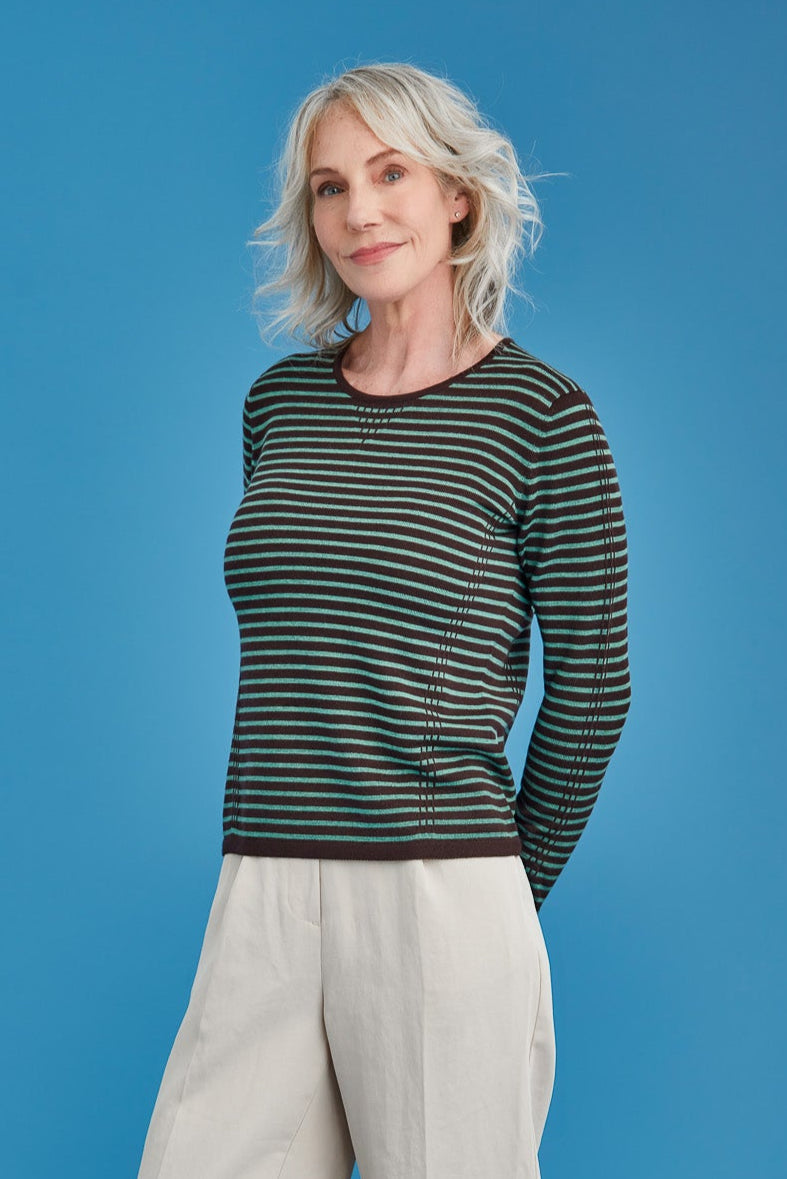 Tuck Stitch Merino Wool Stripe Jumper Main image