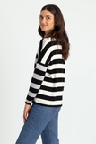 Merino Wool Striped Drop Shoulder Jumper - Royal Merino