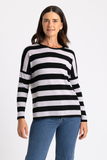 Merino Wool Striped Drop Shoulder Jumper - Royal Merino