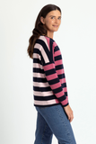 Merino Wool Striped Drop Shoulder Jumper - Royal Merino