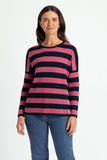 Merino Wool Striped Drop Shoulder Jumper - Royal Merino