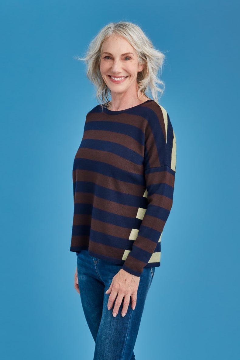 Striped Drop Shoulder Merino Wool Jumper Main image