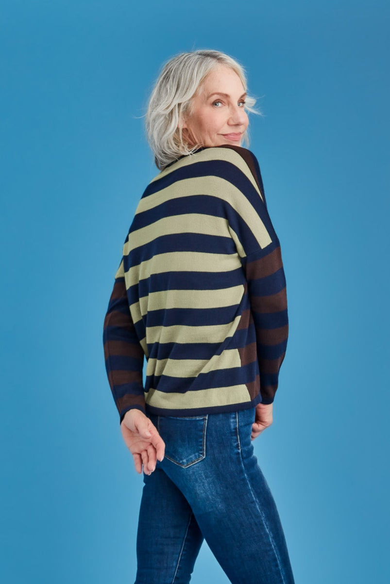 Striped Drop Shoulder Merino Wool Jumper Secondary image