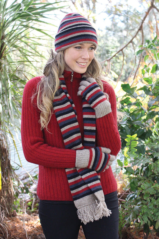 Multi Striped Possum Merino Scarf