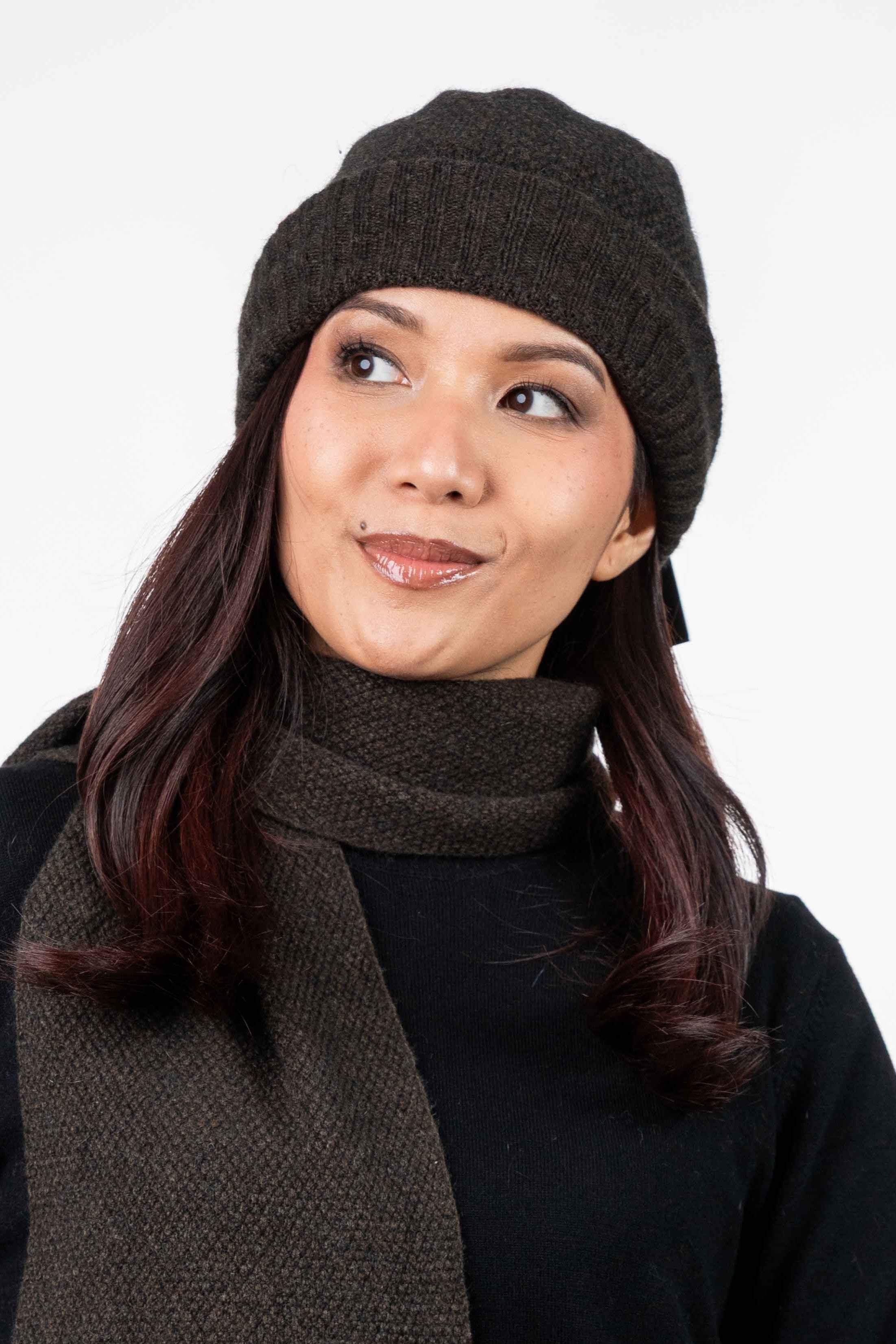 Moss Stitch Possum Merino Beanie