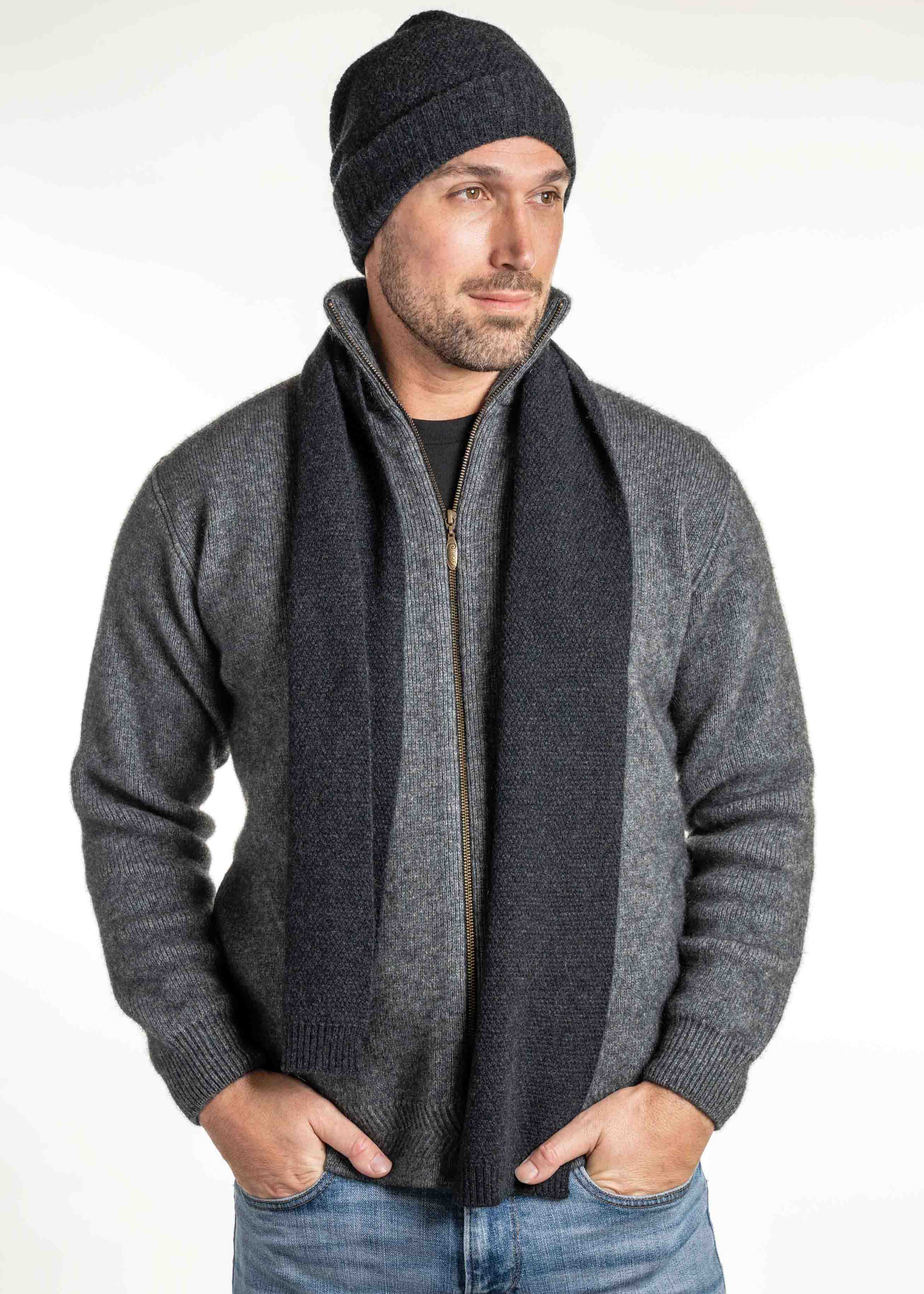 Moss Stitch Possum Merino Scarf