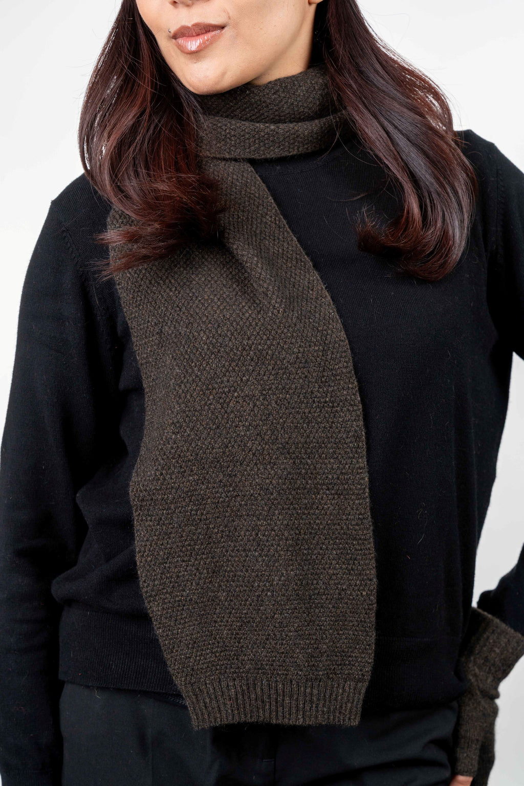 Moss Stitch Possum Merino Scarf