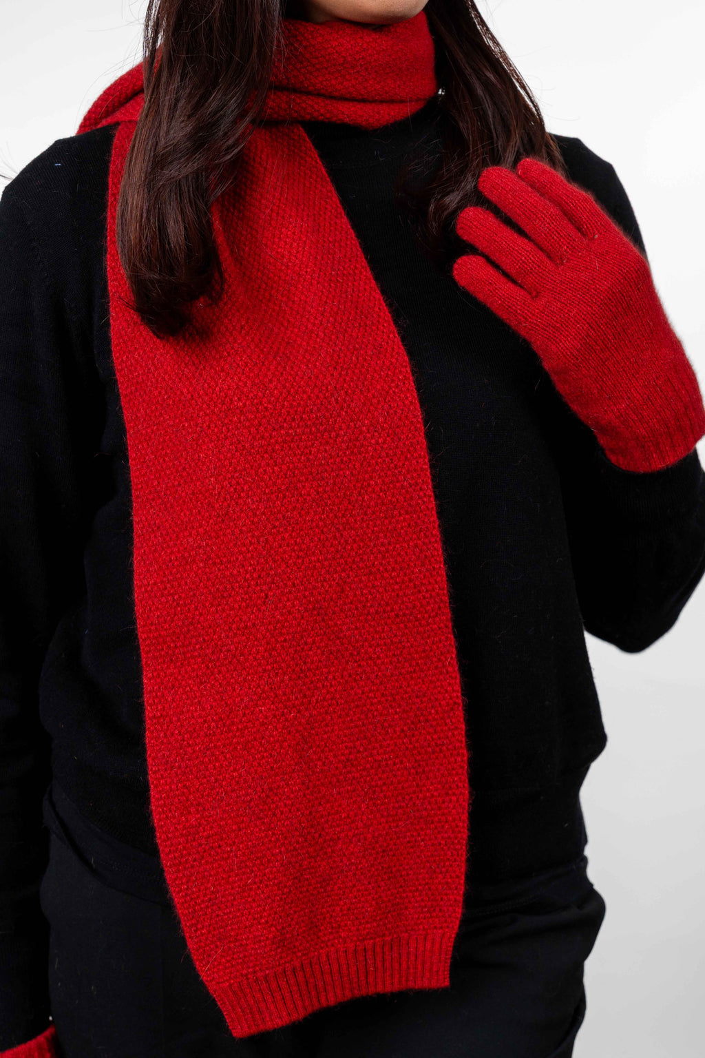 Moss Stitch Possum Merino Scarf
