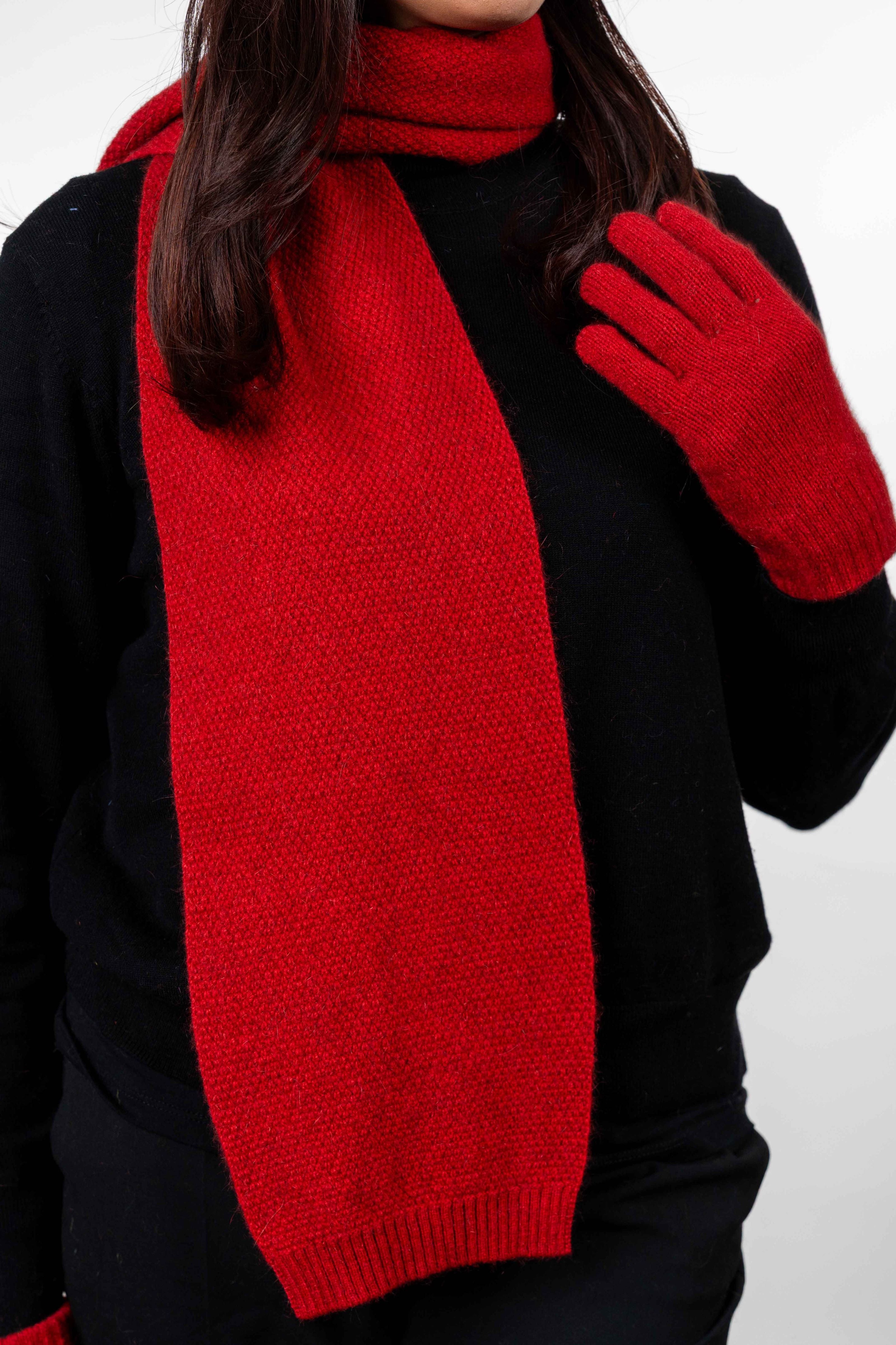 Moss Stitch Possum Merino Scarf