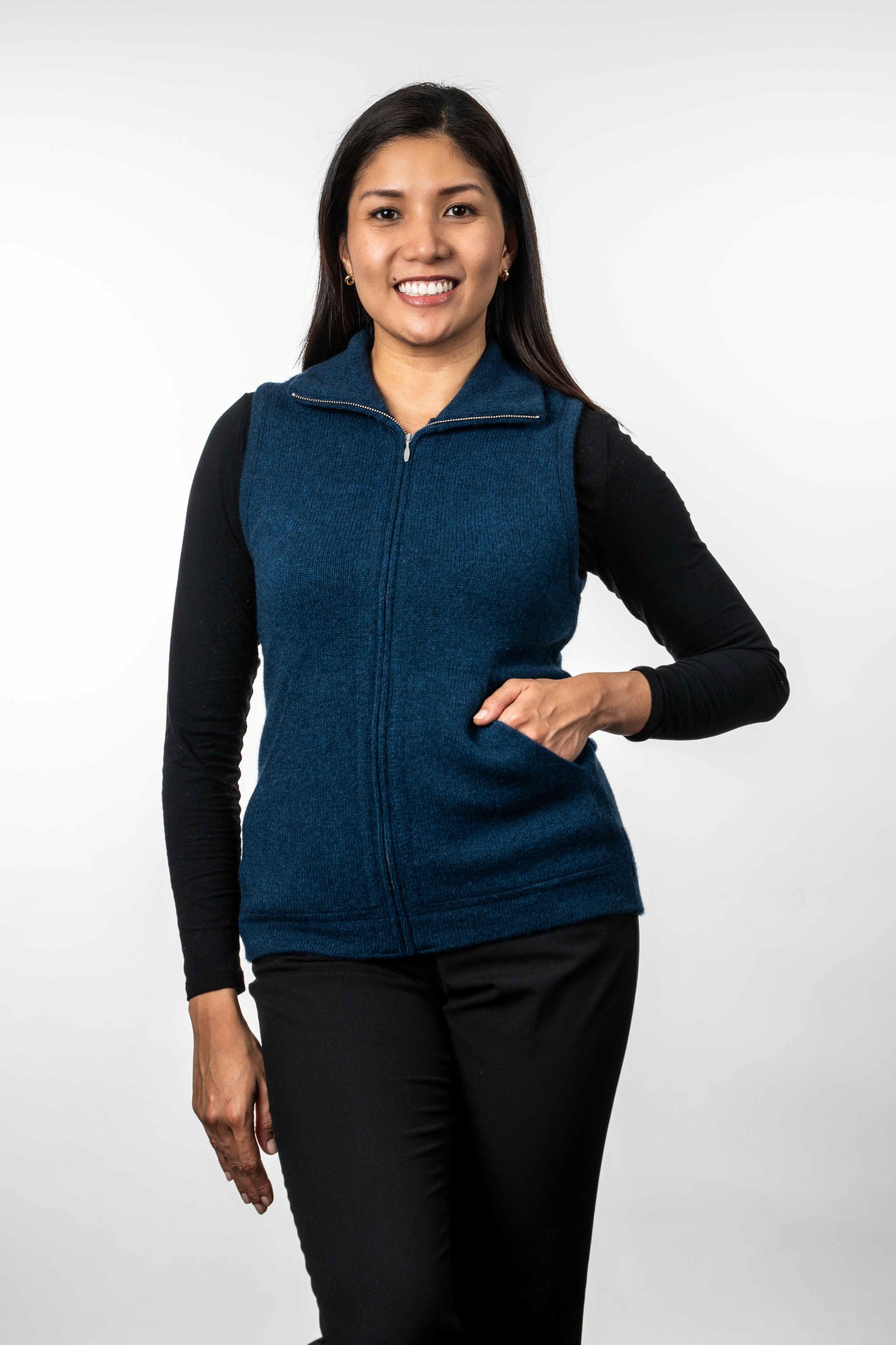 Zip Up Possum Merino Vest - Trilogy