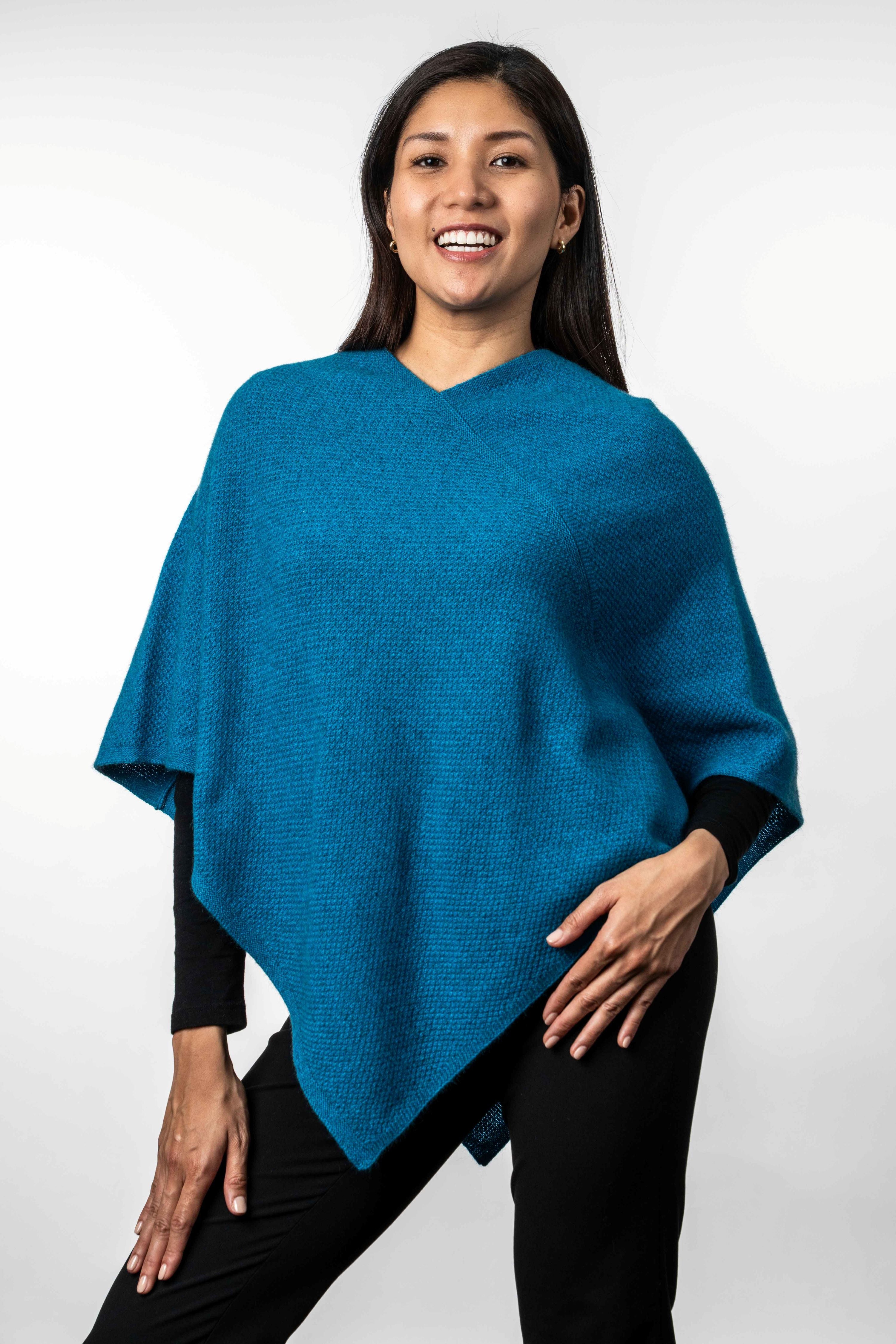 Moss Stitch Possum Merino Poncho - Trilogy Secondary image