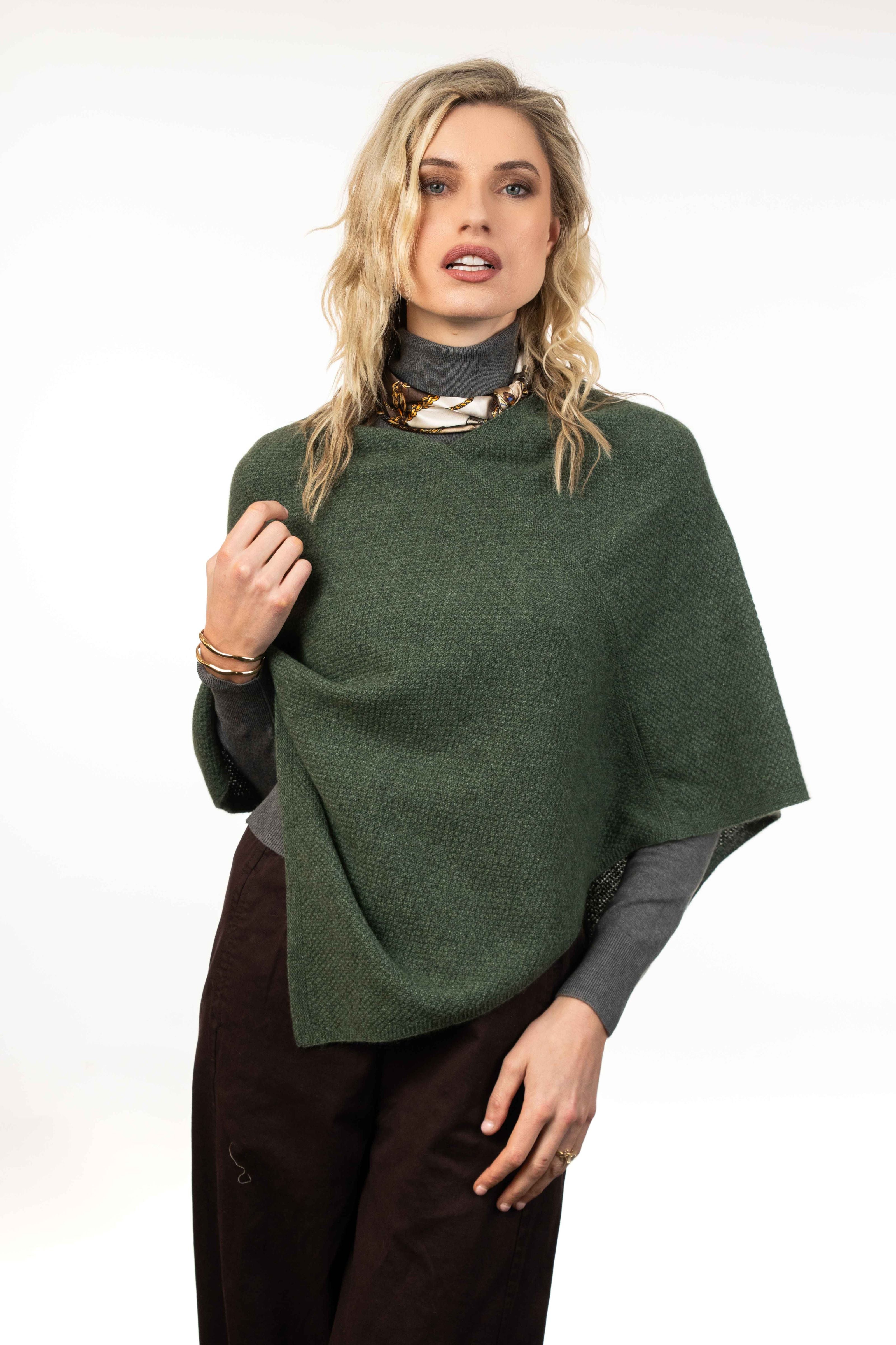 Moss Stitch Possum Merino Poncho - Trilogy Secondary image
