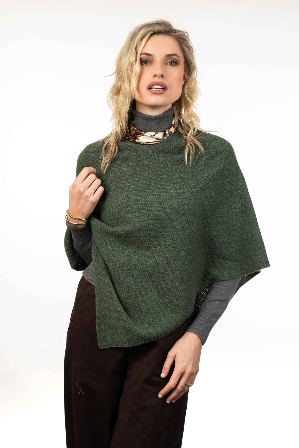 Moss Stitch Possum Merino Poncho - Trilogy