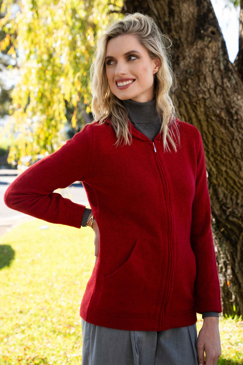 Hooded Possum Merino Zip Jacket
