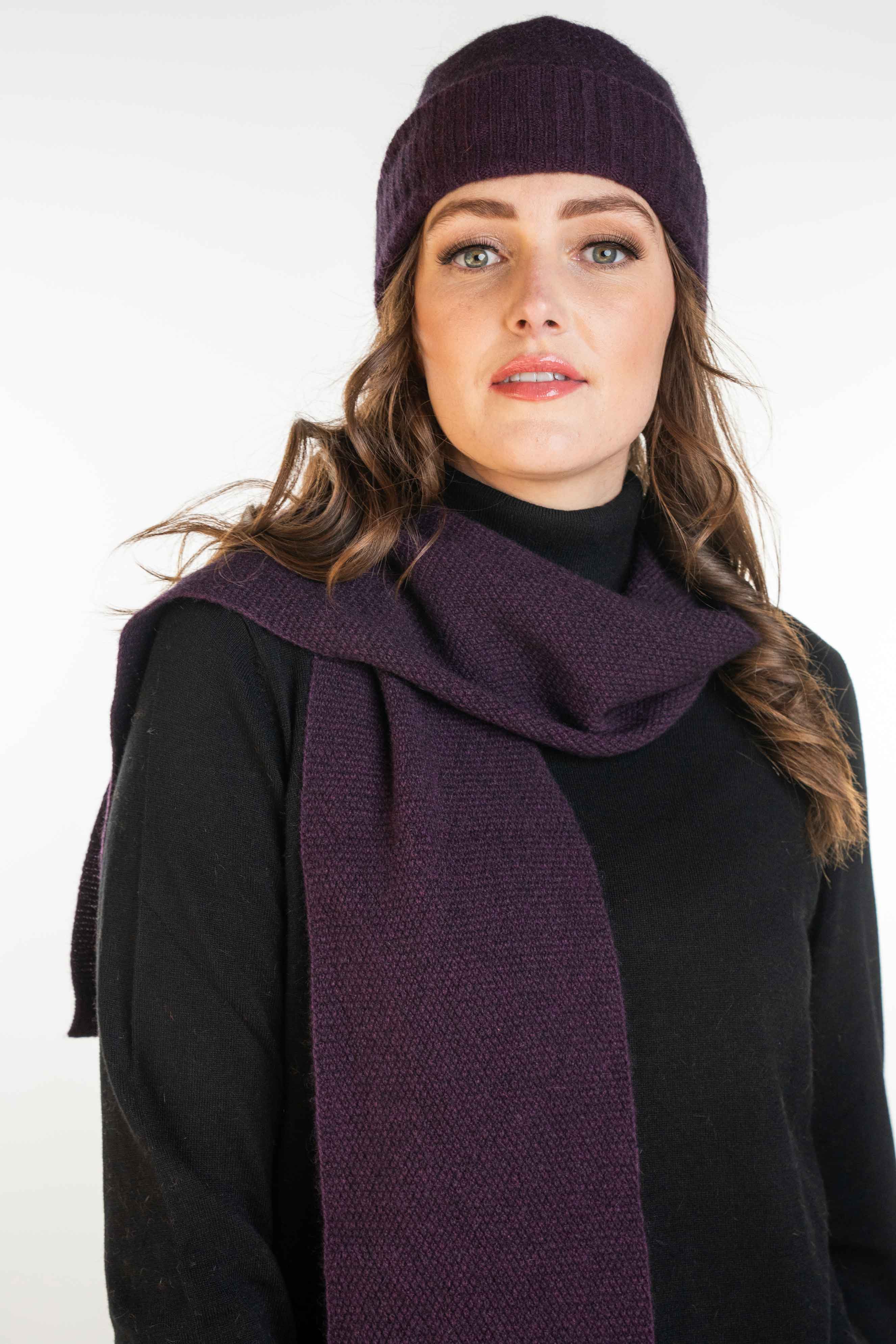 Moss Stitch Possum Merino Scarf