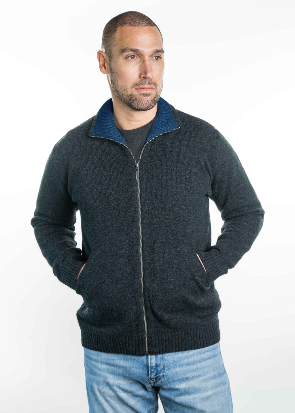 Zip Up Possum Merino Jacket with Pockets